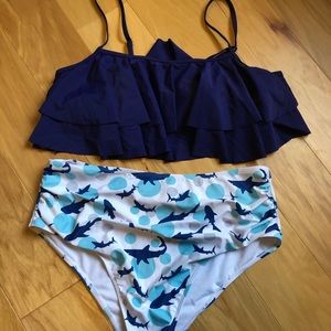 Mama Shark High Wasted Bathingsuit